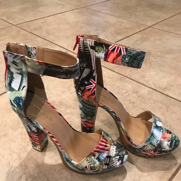 Shoe Republic LA Shoes - International printed rubber soled platform heels